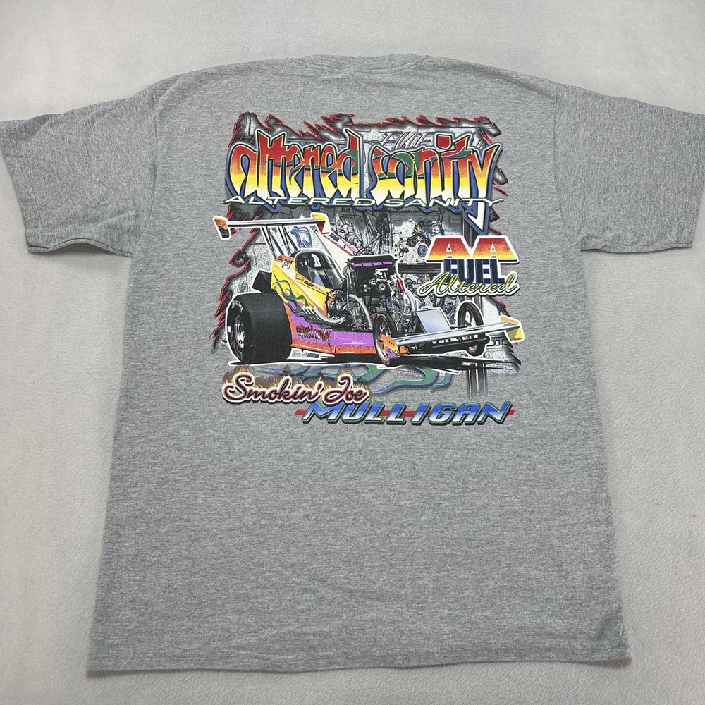 Altered Sanity Smokin Joe Mulligan Gildan‎ Shirt Mens Large Gray Drag Racing Y2K